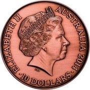 Australia 10 Dollars Victoria Cross for Australia 2014 KM# 2175 ELIZABETH II AUSTRALIA 10 DOLLARS IRB coin obverse Australia 10 Dollars Victoria Cross for Australia 2014 KM# 2175 ELIZABETH II AUSTRALIA 10 DOLLARS IRB coin obverse