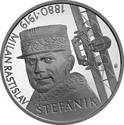 Slovakia 10 Euro 100th Anniversary of the Death of Milan Rastislav Stefanik 2019 1880-1919 MILAN RASTISLAV ŠTEFÁNIK coin reverse Slovakia 10 Euro 100th Anniversary of the Death of Milan Rastislav Stefanik 2019 1880-1919 MILAN RASTISLAV ŠTEFÁNIK coin reverse