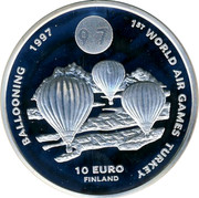 Finland 10 Euro 1st World Air Games Turkey 1997 UNC X# 46 1ST WORLD AIR GAMES TURKEY BALOONING 1997 10 EURO FINLAND coin reverse Finland 10 Euro 1st World Air Games Turkey 1997 UNC X# 46 1ST WORLD AIR GAMES TURKEY BALOONING 1997 10 EURO FINLAND coin reverse