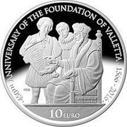 Malta 10 Euro 450 Year of the Foundation of Valletta 2016 450TH ANNIVERSARY OF THE FOUNDATION OF VALLETTA 1566-2016 10 EURO NGB coin reverse