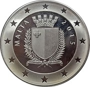 Malta 10 Euro 450th Anniversary of the Great Siege 2015 Proof MALTA 2015 REPUBBLIKA TA' MALTA coin obverse Malta 10 Euro 450th Anniversary of the Great Siege 2015 Proof MALTA 2015 REPUBBLIKA TA' MALTA coin obverse