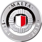 Malta 10 Euro 50th Anniversary of Malta Independence 2014 Proof KM# 165 MALTA 1964 2014 coin obverse Malta 10 Euro 50th Anniversary of Malta Independence 2014 Proof KM# 165 MALTA 1964 2014 coin obverse