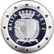Malta 10 Euro Auberge de Provence 2013 Proof KM# 156 MALTA 2013 REPUBBLIKA TA' MALTA coin obverse Malta 10 Euro Auberge de Provence 2013 Proof KM# 156 MALTA 2013 REPUBBLIKA TA' MALTA coin obverse
