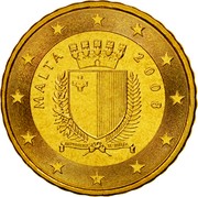Malta 10 Euro Cent Maltese Coat of Arms 2008 In sets only KM# 128 MALTA 2008 REPUBBLIKA TA' MALATA F coin obverse Malta 10 Euro Cent Maltese Coat of Arms 2008 In sets only KM# 128 MALTA 2008 REPUBBLIKA TA' MALATA F coin obverse