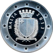Malta 10 Euro Dun Karm Psaila 2013 Proof KM# 147 MALTA 2013 REPUBBLIKA TA' MALTA coin obverse Malta 10 Euro Dun Karm Psaila 2013 Proof KM# 147 MALTA 2013 REPUBBLIKA TA' MALTA coin obverse