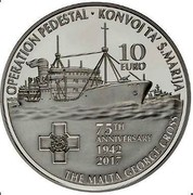 Malta 10 Euro Santa Maria Convoy 2017 OPERATION PEDESTAL KONVOJ TA' S.MARIJA 10 EURO 75TH ANNIVERSARY 1942 2017 THE MALTA GEORGE CROSS coin reverse