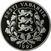 Estonia 10 Krooni Olympics Games 1992 Barcelona 1992 Proof KM# 25 EESTI VABRIIK 1992 coin obverse Estonia 10 Krooni Olympics Games 1992 Barcelona 1992 Proof KM# 25 EESTI VABRIIK 1992 coin obverse