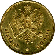 Finland 10 Markkaa Narrow eagle 1878 S KM# 8.1 FINLAND SUOMI S coin obverse Finland 10 Markkaa Narrow eagle 1878 S KM# 8.1 FINLAND SUOMI S coin obverse