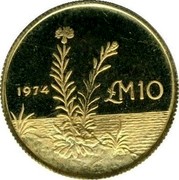 Malta 10 Pounds Maltese centaury 1974 KM# 26 LM10 1974 coin reverse Malta 10 Pounds Maltese centaury 1974 KM# 26 LM10 1974 coin reverse