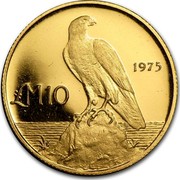Malta 10 Pounds Maltese falcon 1975 KM# 35 1975 LM10 coin reverse Malta 10 Pounds Maltese falcon 1975 KM# 35 1975 LM10 coin reverse