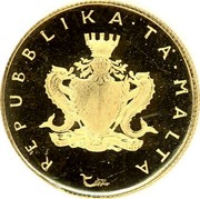 Malta 10 Pounds Maltese falcon - Old arms 1975 KM# 34 REPUBBLIKA TA' MALTA coin obverse Malta 10 Pounds Maltese falcon - Old arms 1975 KM# 34 REPUBBLIKA TA' MALTA coin obverse