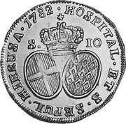 Malta 10 Scudi Emmanuel de Rohan 1782 KM# 329 HOSPITAL ET S SEPUL HIERUSA 1782 S 10 coin reverse