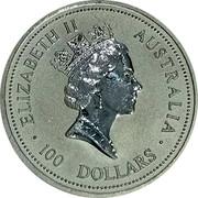 Australia 100 Dollars (Koala) ELIZABETH II AUSTRALIA 100 DOLLARS RDM coin obverse Australia 100 Dollars (Koala) ELIZABETH II AUSTRALIA 100 DOLLARS RDM coin obverse