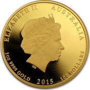 Australia 100 Dollars (Year of the Goat) ELIZABETH II AUSTALIA 1OZ 9999 GOLD 2015 100 DOLLARS IRB coin obverse Australia 100 Dollars (Year of the Goat) ELIZABETH II AUSTALIA 1OZ 9999 GOLD 2015 100 DOLLARS IRB coin obverse