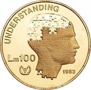 Malta 100 Liri International year of the Disabled Persons 1983 KM# 66 UNDERSTANDING LM100 coin reverse Malta 100 Liri International year of the Disabled Persons 1983 KM# 66 UNDERSTANDING LM100 coin reverse