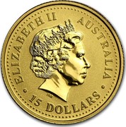 Australia 15 Dollars Gold Nugget 2003 ELIZABETH II AUSTRALIA • 15 DOLLARS • IRB coin obverse Australia 15 Dollars Gold Nugget 2003 ELIZABETH II AUSTRALIA • 15 DOLLARS • IRB coin obverse