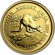 Australia 15 Dollars Gold Nugget 2003 THE AUSTRALIAN NUGGET 1/10OZ. 9999 GOLD • 2003 • coin reverse Australia 15 Dollars Gold Nugget 2003 THE AUSTRALIAN NUGGET 1/10OZ. 9999 GOLD • 2003 • coin reverse