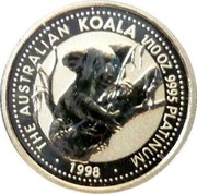 Australia 15 Dollars (The Australian Koala) THE AUSTRALIAN KOALA 1/10OZ 9995 PLATINUM 1998 coin reverse Australia 15 Dollars (The Australian Koala) THE AUSTRALIAN KOALA 1/10OZ 9995 PLATINUM 1998 coin reverse