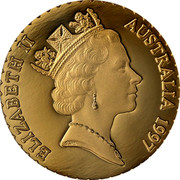 Australia 150 Dollars Mangles' Kangaroo Paw Flower 1997 Proof ELIZABETH II AUSTRALIA 1997 coin obverse Australia 150 Dollars Mangles' Kangaroo Paw Flower 1997 Proof ELIZABETH II AUSTRALIA 1997 coin obverse