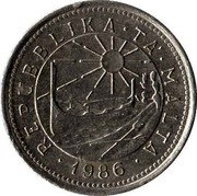 Malta 2 Cents 1986 KM# 79 Reform Coinage REPUBLIKA • TA' • MALTA • 1986 • coin obverse Malta 2 Cents 1986 KM# 79 Reform Coinage REPUBLIKA • TA' • MALTA • 1986 • coin obverse