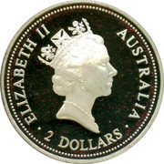 Australia 2 Dollars A Kookaburras at a nest (Spade Guinea) 1996 Spade Guinea on a pure gold insert - privy mark; Proof ELIZABETH II AUSTRALIA 2 DOLLARS coin obverse Australia 2 Dollars A Kookaburras at a nest (Spade Guinea) 1996 Spade Guinea on a pure gold insert - privy mark; Proof ELIZABETH II AUSTRALIA 2 DOLLARS coin obverse