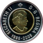 Canada 2 Dollars Polar Bear 2006 (ml) KM# 631 ELIZABETH II 1996-2006 D ∙ G ∙ REGINA coin obverse Canada 2 Dollars Polar Bear 2006 (ml) KM# 631 ELIZABETH II 1996-2006 D ∙ G ∙ REGINA coin obverse