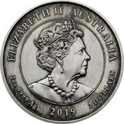 Australia 2 Dollars Queen Victoria 200th Anniversary antiqued high relief 2019 P ELIZABETH II AUSTRALIA 2 OZ 9999 AG 2019 2 DOLLARS coin obverse Australia 2 Dollars Queen Victoria 200th Anniversary antiqued high relief 2019 P ELIZABETH II AUSTRALIA 2 OZ 9999 AG 2019 2 DOLLARS coin obverse