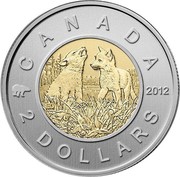 Canada 2 Dollars Wolf Cubs 2012 Prooflike KM# 1263 CANADA 2012 2 DOLLARS coin reverse