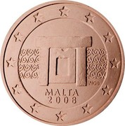 Malta 2 Euro Cent Mnajdra Temples 2008 F In sets only KM# 126 MALTA 2008 NGB F coin obverse Malta 2 Euro Cent Mnajdra Temples 2008 F In sets only KM# 126 MALTA 2008 NGB F coin obverse