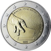Malta 2 Euro First Electives 2011 Proof KM# 144 MALTA - FIRST ELECTED REPRESENTATIVES 1849 2011 coin obverse Malta 2 Euro First Electives 2011 Proof KM# 144 MALTA - FIRST ELECTED REPRESENTATIVES 1849 2011 coin obverse
