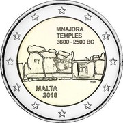 Malta 2 Euro Mnajdra's Temples 2018 F Divisional BU 2 EURO coin obverse Malta 2 Euro Mnajdra's Temples 2018 F Divisional BU 2 EURO coin obverse