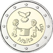 Malta 2 Euro Peace 2017 BU - In mintset only 2 EURO coin obverse Malta 2 Euro Peace 2017 BU - In mintset only 2 EURO coin obverse