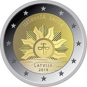 Latvia 2 Euro The Rising Sun 2019 UZLĒCOŠĀ SAULE LATVIJA 2019 coin obverse Latvia 2 Euro The Rising Sun 2019 UZLĒCOŠĀ SAULE LATVIJA 2019 coin obverse