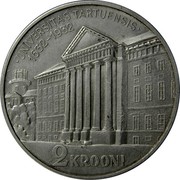 Estonia 2 Krooni 300 Years University of Tartu 1932 KM# 13 ∙ UNIVERSITAS TARTUENSIS ∙ 1632-1932 2 KROONI coin reverse Estonia 2 Krooni 300 Years University of Tartu 1932 KM# 13 ∙ UNIVERSITAS TARTUENSIS ∙ 1632-1932 2 KROONI coin reverse