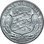 Estonia 2 Krooni Toompea Fortress at Tallinn 1930 KM# 20 EESTI VABARIIK 1930 coin obverse Estonia 2 Krooni Toompea Fortress at Tallinn 1930 KM# 20 EESTI VABARIIK 1930 coin obverse