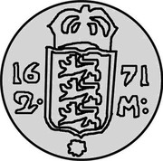 Estonia 2 Marka Carl XI 1671 KM# 42 16 - 71 2 ∙ - M : coin reverse