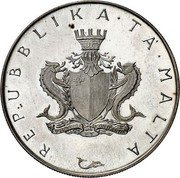 Malta 2 Pounds Alfonso Maria Galea 1975 KM# 30 REPUBBLIKA TA MALTA coin obverse Malta 2 Pounds Alfonso Maria Galea 1975 KM# 30 REPUBBLIKA TA MALTA coin obverse