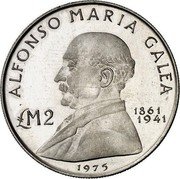 Malta 2 Pounds Alfonso Maria Galea 1975 KM# 30 ALFONSO MARIA GALEA LM2 1861 1941 1975 coin reverse Malta 2 Pounds Alfonso Maria Galea 1975 KM# 30 ALFONSO MARIA GALEA LM2 1861 1941 1975 coin reverse