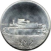 Malta 2 Pounds Fort San Angelo 1972 KM# 14 1972 £M2 coin reverse Malta 2 Pounds Fort San Angelo 1972 KM# 14 1972 £M2 coin reverse