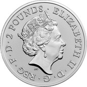 UK 2 Pounds Royal Arms 2019 2 POUNDS ELIZABETH II D G REG F D coin obverse UK 2 Pounds Royal Arms 2019 2 POUNDS ELIZABETH II D G REG F D coin obverse