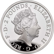 UK 2 Pounds Silver Britannia 2019 Proof 2 POUNDS ELIZABETH II D G REG F D coin obverse UK 2 Pounds Silver Britannia 2019 Proof 2 POUNDS ELIZABETH II D G REG F D coin obverse