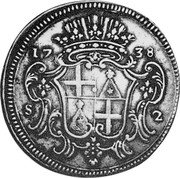 Malta 2 Scudi Ramon Despuig 1738 KM# 204.3 17 38 S 2 coin reverse Malta 2 Scudi Ramon Despuig 1738 KM# 204.3 17 38 S 2 coin reverse