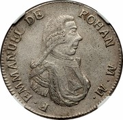 Malta 2 Scudi Emmanuel de Rohan 1796 KM# 343 F • EMMANUEL DE ROHAN M • M • coin obverse Malta 2 Scudi Emmanuel de Rohan 1796 KM# 343 F • EMMANUEL DE ROHAN M • M • coin obverse
