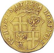 Malta 2 Zecchino Giovani Paolo Lascaris Castellar (1636-1657) KM# 21 IN HOSTES ET ERGA HOSPITES coin reverse Malta 2 Zecchino Giovani Paolo Lascaris Castellar (1636-1657) KM# 21 IN HOSTES ET ERGA HOSPITES coin reverse