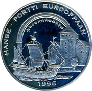 Finland 20 ECU Hanse 1996 Proof X# 36 HANSE PORTTI EUROOPPAAN 1996 coin obverse