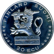 Finland 20 ECU Hanse 1996 Proof X# 36 FINLAND SUOMI 20 ECU coin reverse