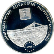 Finland 20 ECU Rovaniemi 1994 Proof X# 17 LAPIN PÄÄKAUPUNKI ROVANIEMI HAUPTSTADT LAPPLANDS 1994 coin obverse Finland 20 ECU Rovaniemi 1994 Proof X# 17 LAPIN PÄÄKAUPUNKI ROVANIEMI HAUPTSTADT LAPPLANDS 1994 coin obverse
