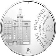 Finland 20 Euro Independence 2017 KM# 262 SUOMI FINLAND SUOMEN ITSENÄISYYS 6.12.1917 FINLANDS SJÄLVSTÄNDIGHET 20 EURO 2017 coin reverse Finland 20 Euro Independence 2017 KM# 262 SUOMI FINLAND SUOMEN ITSENÄISYYS 6.12.1917 FINLANDS SJÄLVSTÄNDIGHET 20 EURO 2017 coin reverse