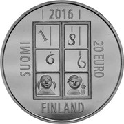 Finland 20 Euro Uno Cygnaeus 2016 SUOMI 2016 20 EURO FINLAND coin obverse Finland 20 Euro Uno Cygnaeus 2016 SUOMI 2016 20 EURO FINLAND coin obverse