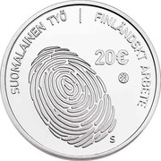 Finland 20€ Finnish employment 2016 SUMALAINEN TYÖ FINLÄNDSKT ARBETE 20€ S coin reverse Finland 20€ Finnish employment 2016 SUMALAINEN TYÖ FINLÄNDSKT ARBETE 20€ S coin reverse